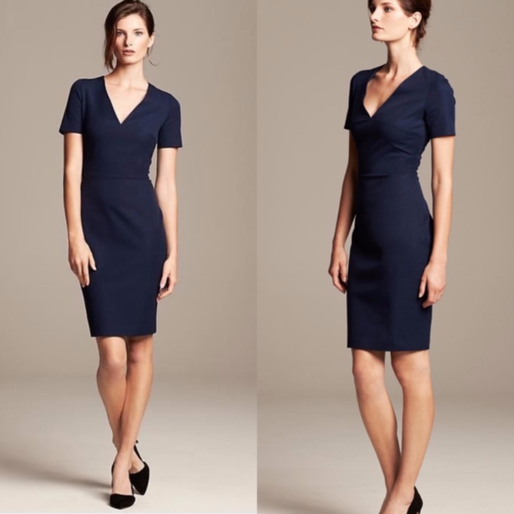 Banana Republic Navy Suiting Dress Sz 2 *LIKE NEW*